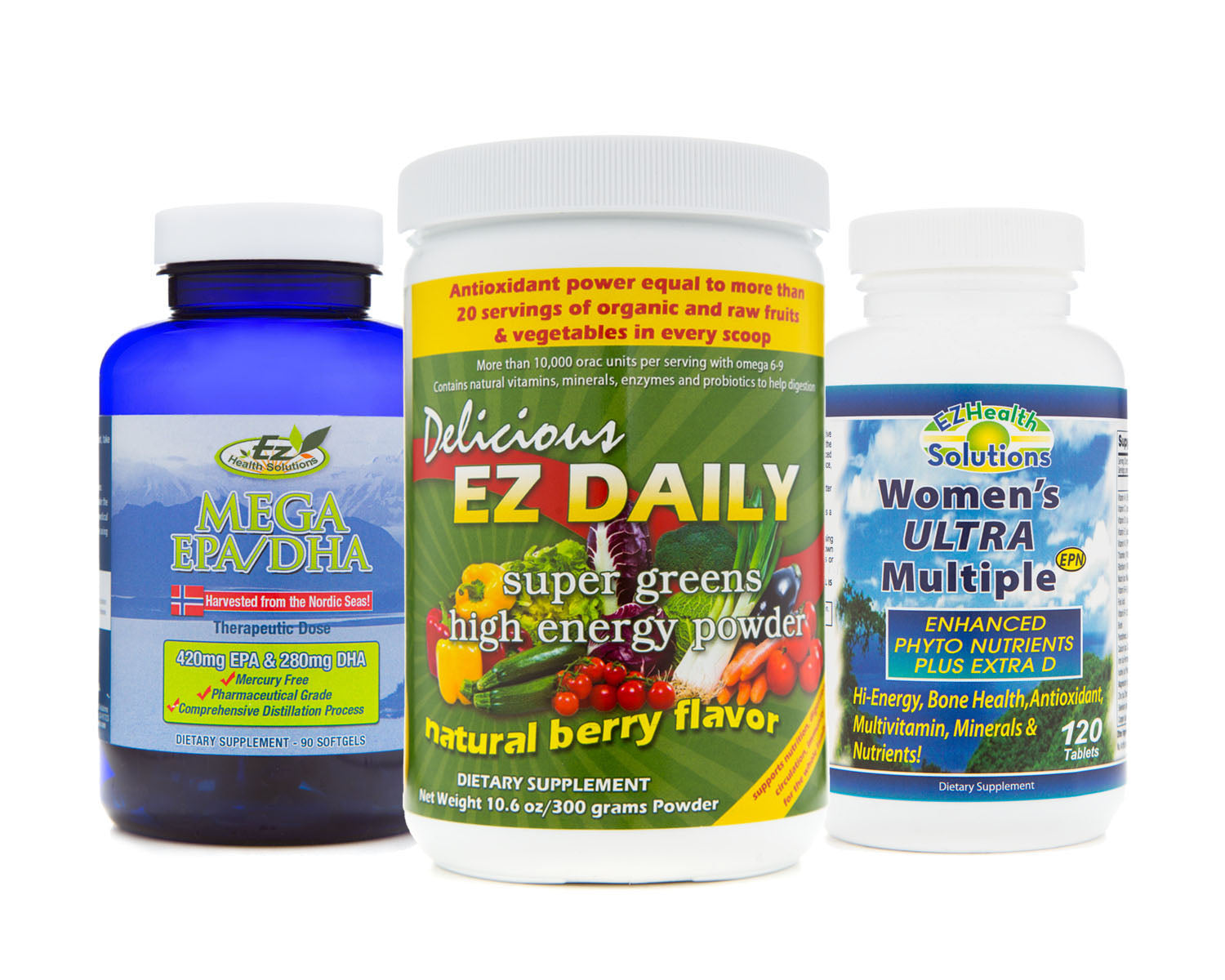 Women's Everyday Essential Supplements with Multivitamin, Fish Oil and – EZ  Health Solutions