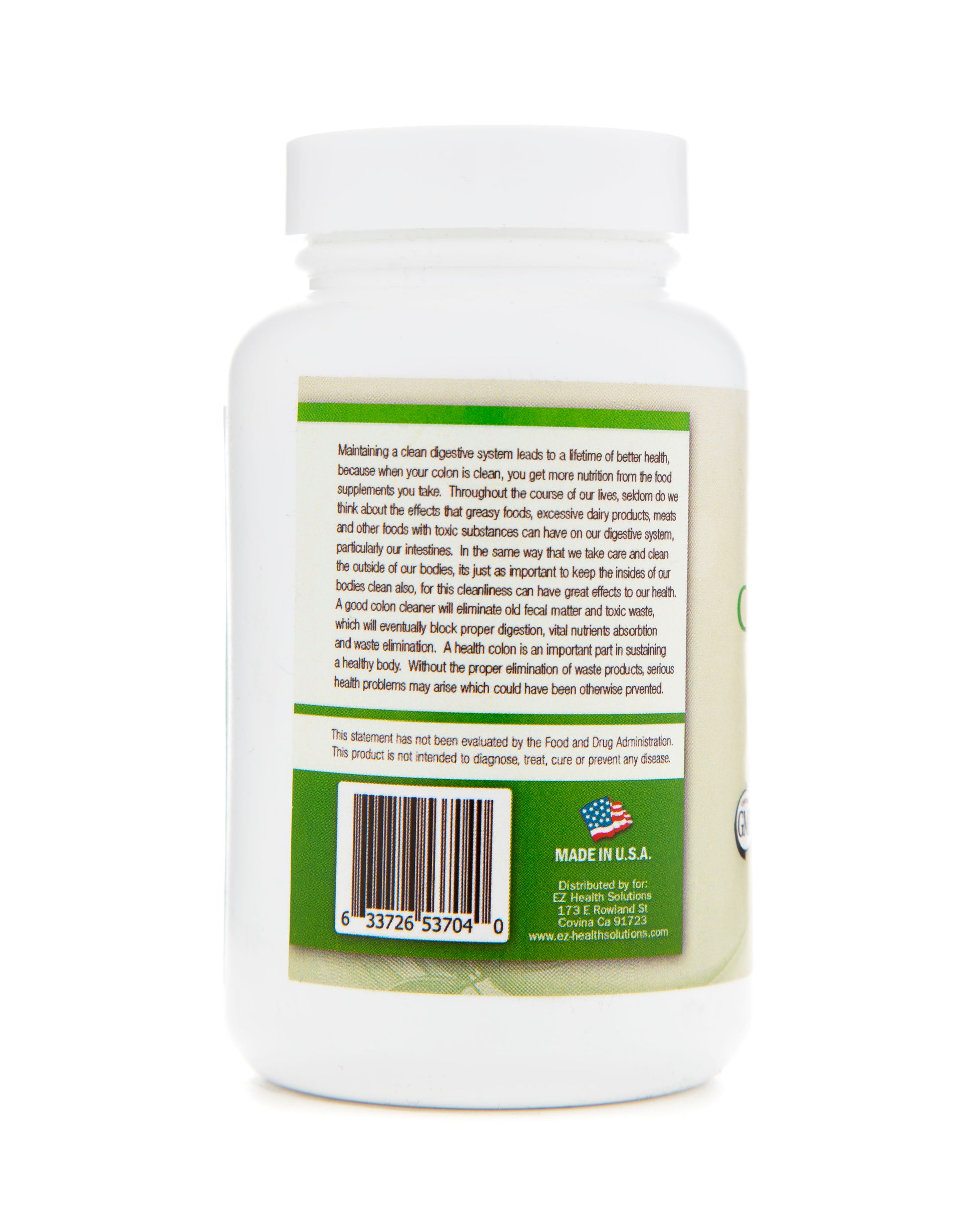 Fiber & Herbs Colon Cleanse for Cleansing and Regulating 60 Vegetarian Capsules - EZ Health Solutions